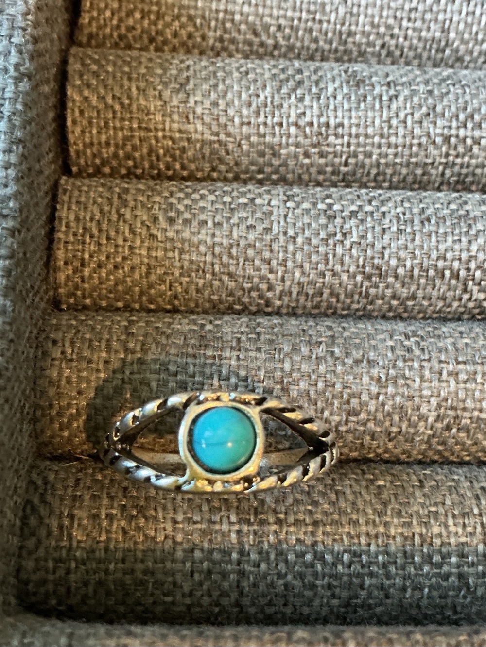 Sterling Silver Turquoise Stone Split-Shank Ring